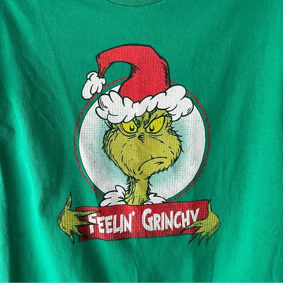 The Grinch Dr Seuss Feelin Grinchy Graphic Mens Tee Ugly Christmas Green Tshirt - Picture 5 of 6